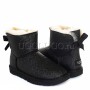 Женские черные угги мини с лентой UGG Mini Bailey Bow Sparkle Boot Black